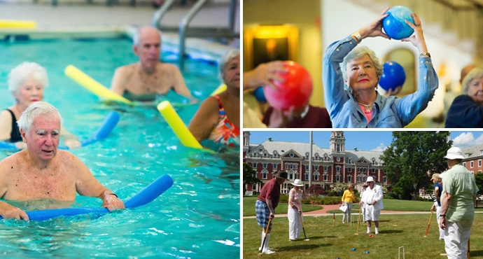 Seniors swimming and being active