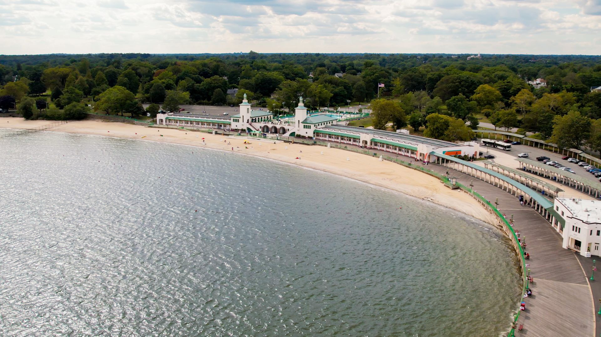 Aerial view of Rye Beach in Rye, New York