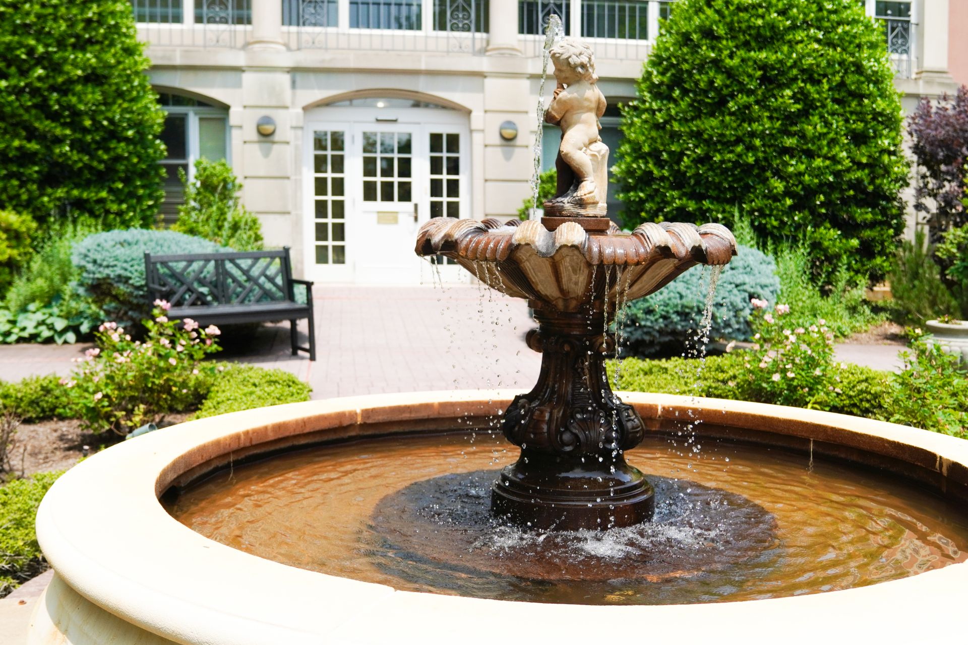 A fountain in The Osborn's gardens