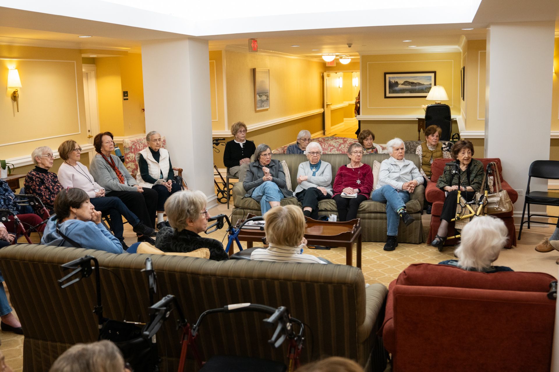 A group of Osborn residents attend a Women's Club meeting