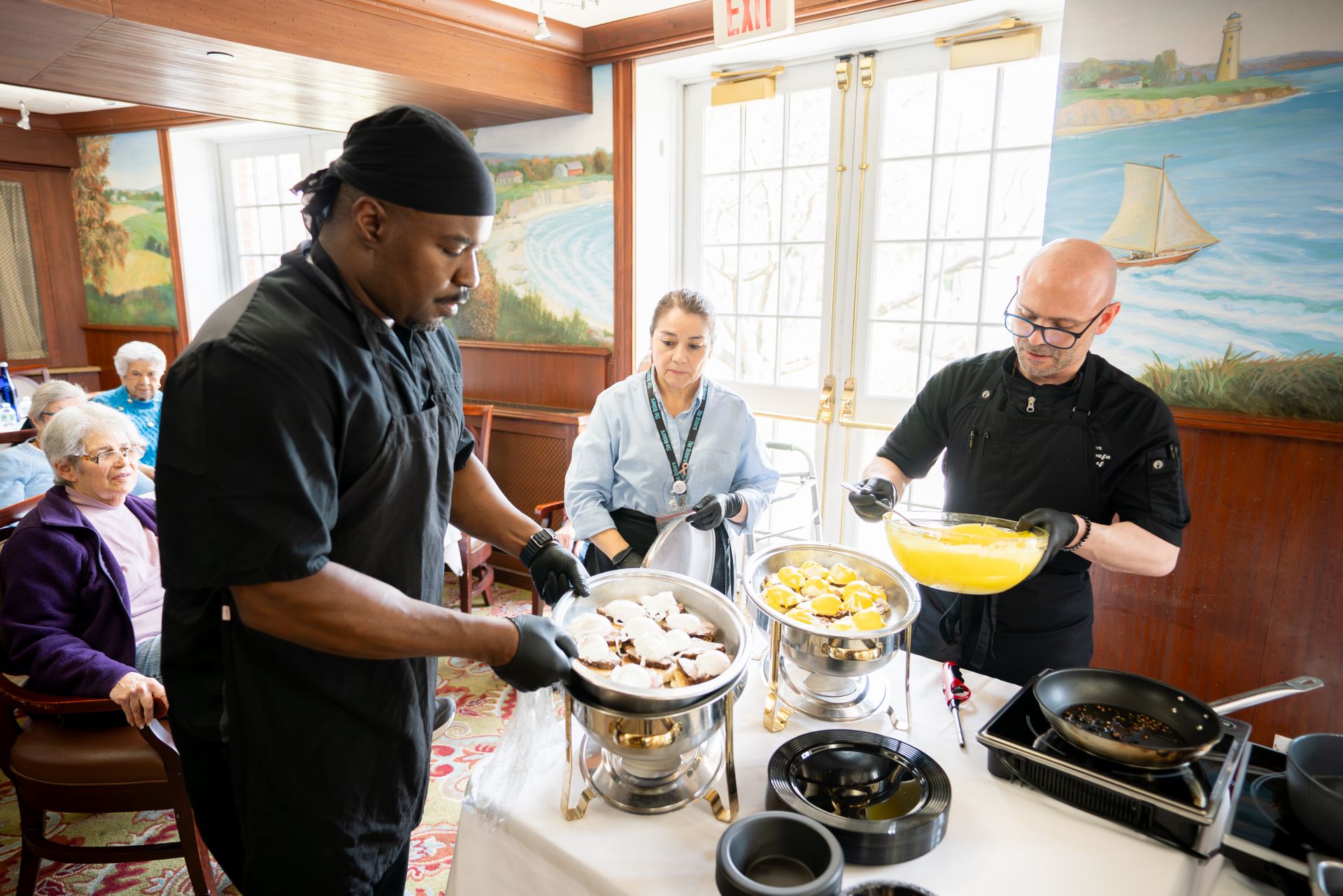 Dining A demonstration by The Osborn's professional culinary services team.